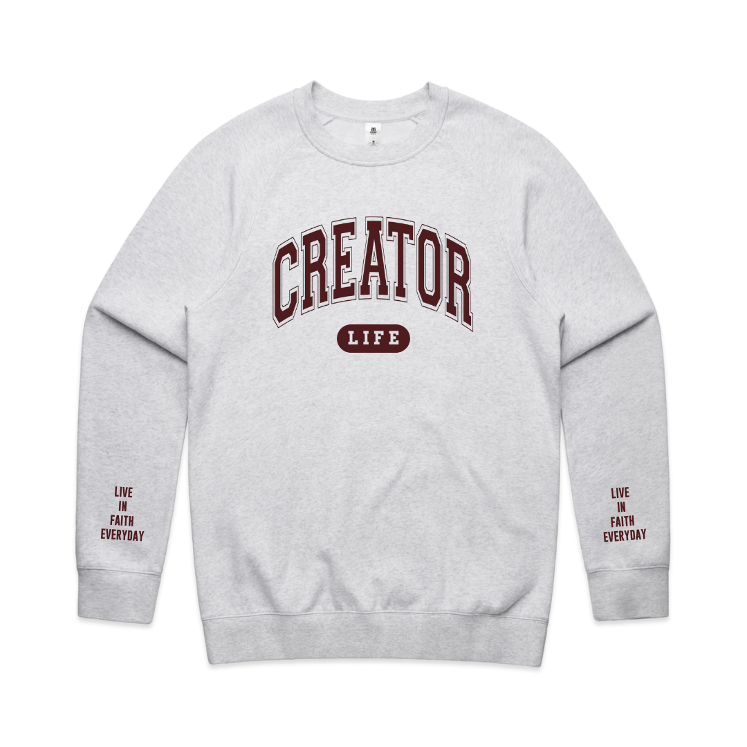 Creator LIFE crewneck GRAY/MAROON